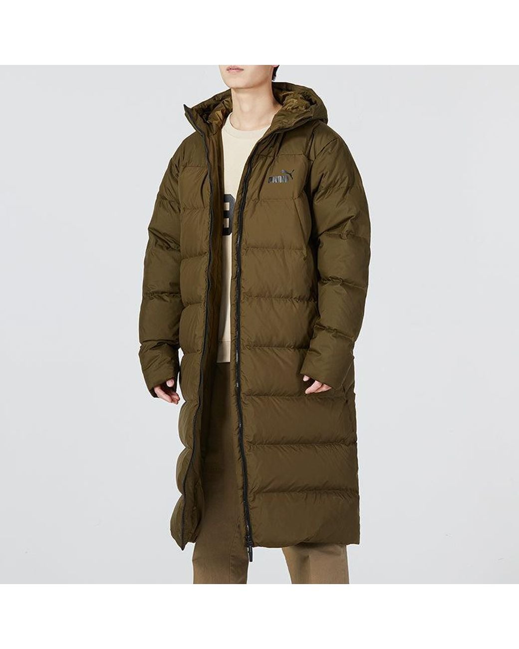 PUMA Green Hooded Down Coat Jacket for men