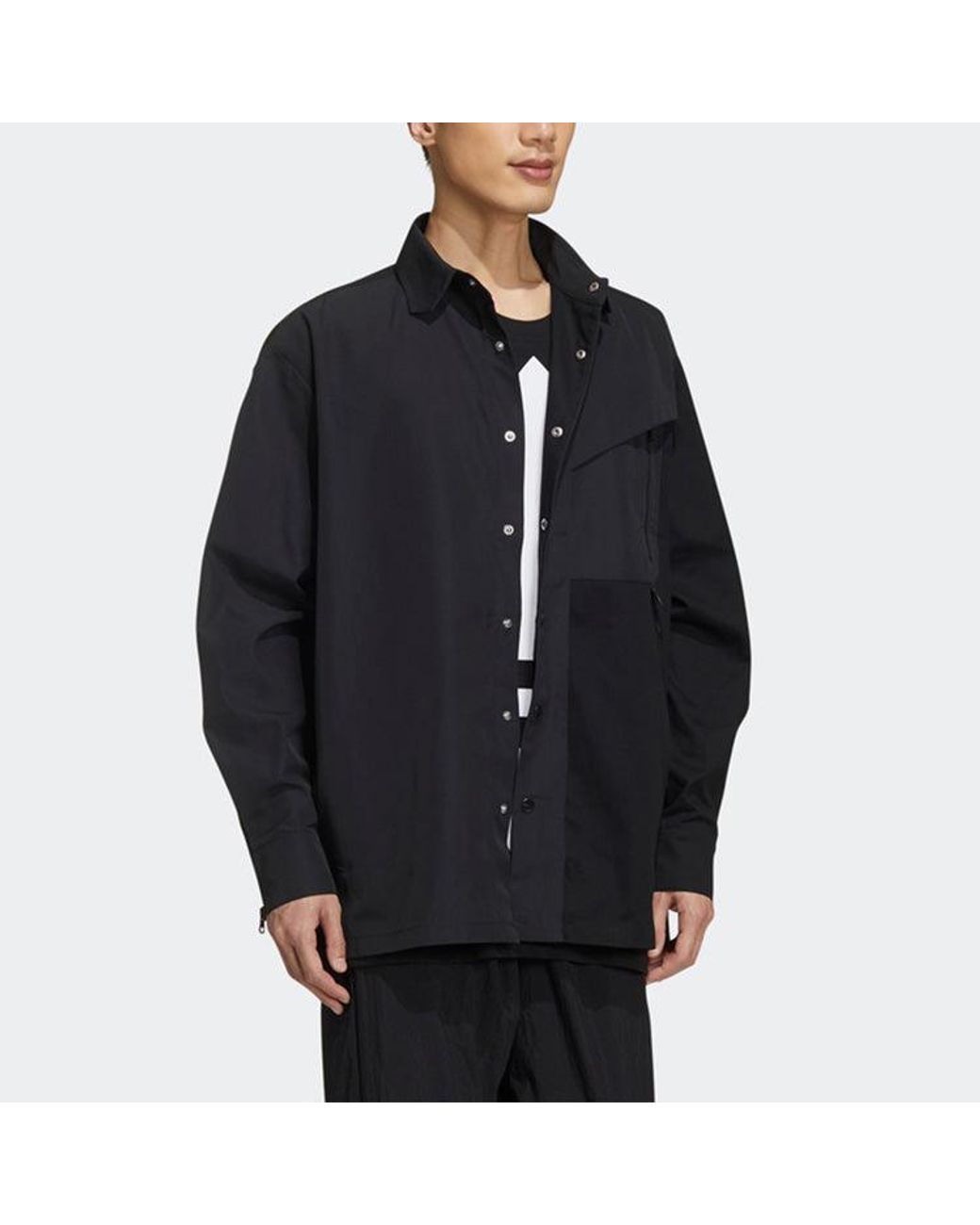 Adidas Blue Originals Solid Color Splicing Casual Long Sleeves Shirt for men