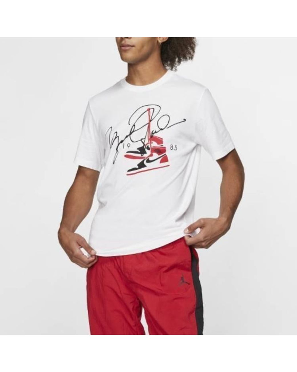 Nike White Jordan Aj85 Signature Printing Short Sleeve T-Shirt for men