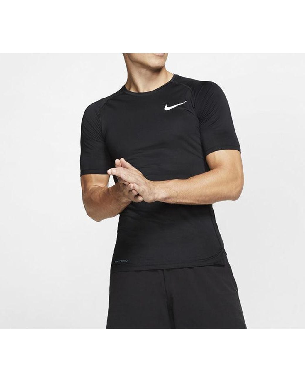 Nike Black Pro Training Tight Short Sleeve for men