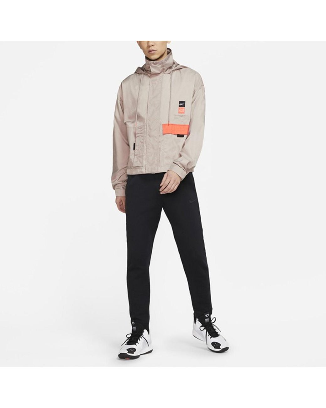 Nike Gray Kd Swoosh Embroidered Pattern Woven Basketball Jacket for men