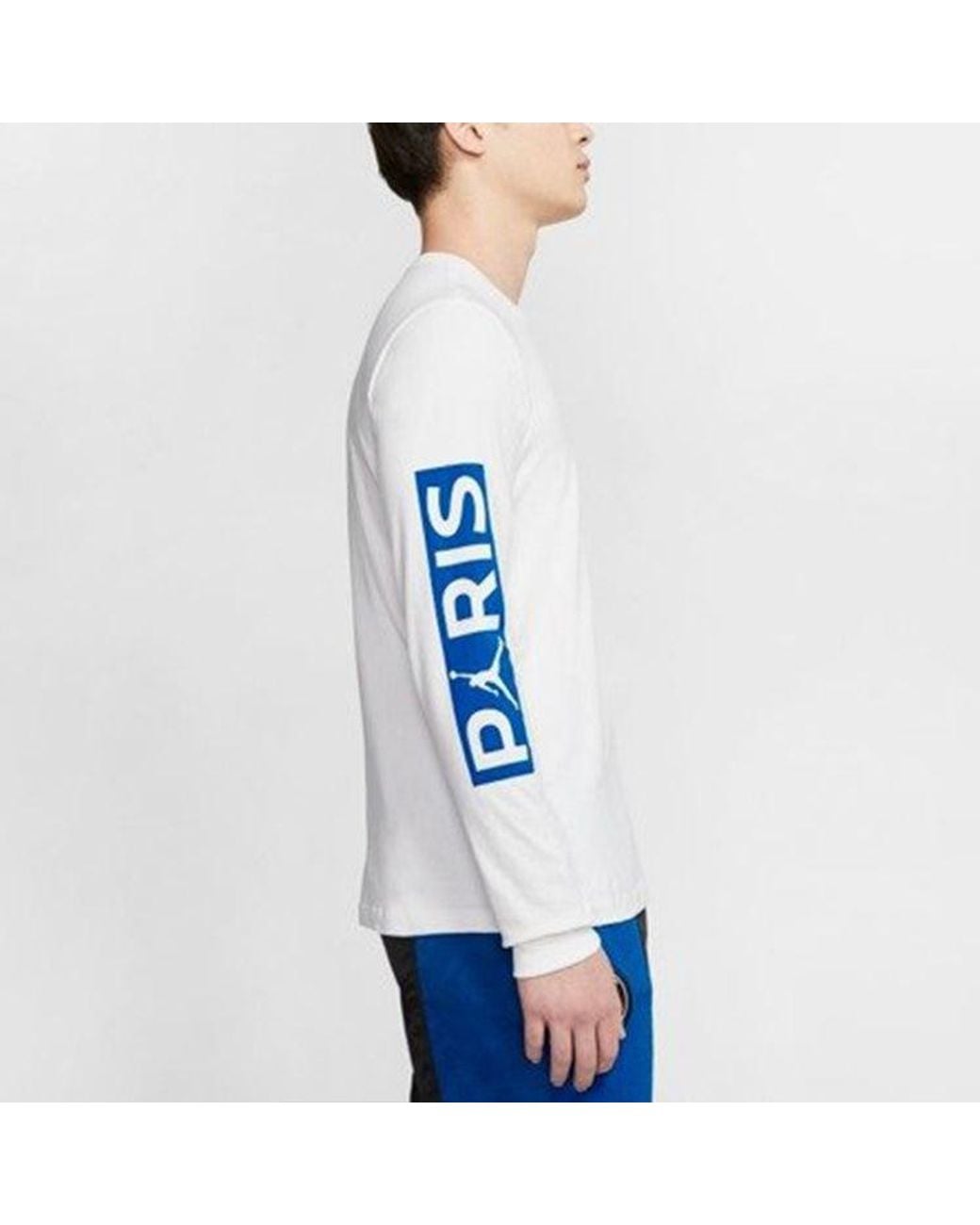 Nike White Chest Round Neck Pullover Long Sleeves T-Shirt for men