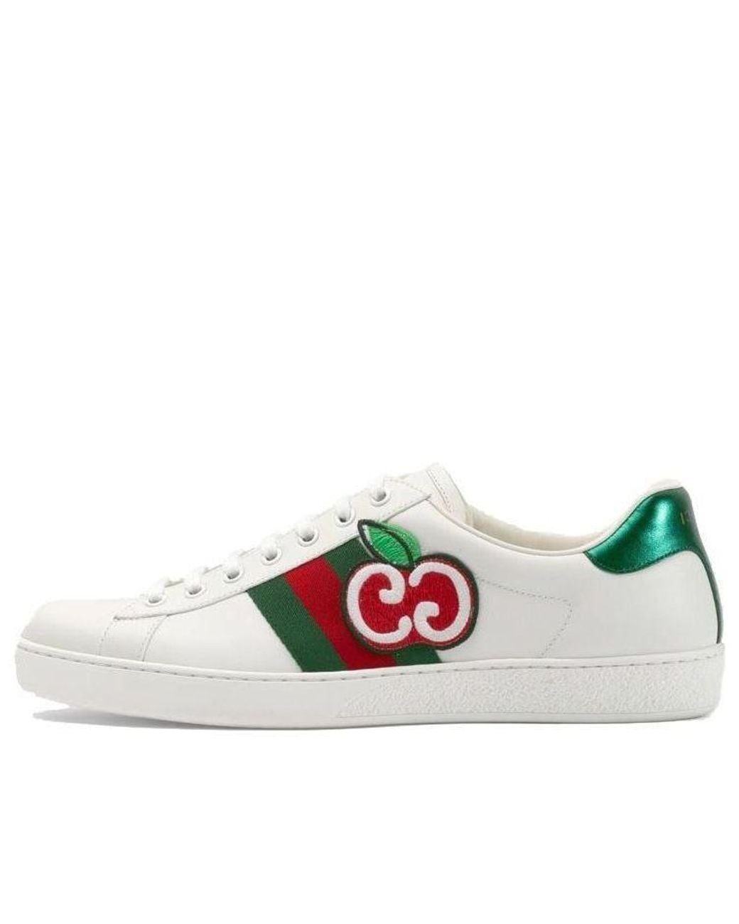 Gucci White 611376 Ace Shoes GG Apple Calf-skin Leather Sneakers (GGM1717) for men
