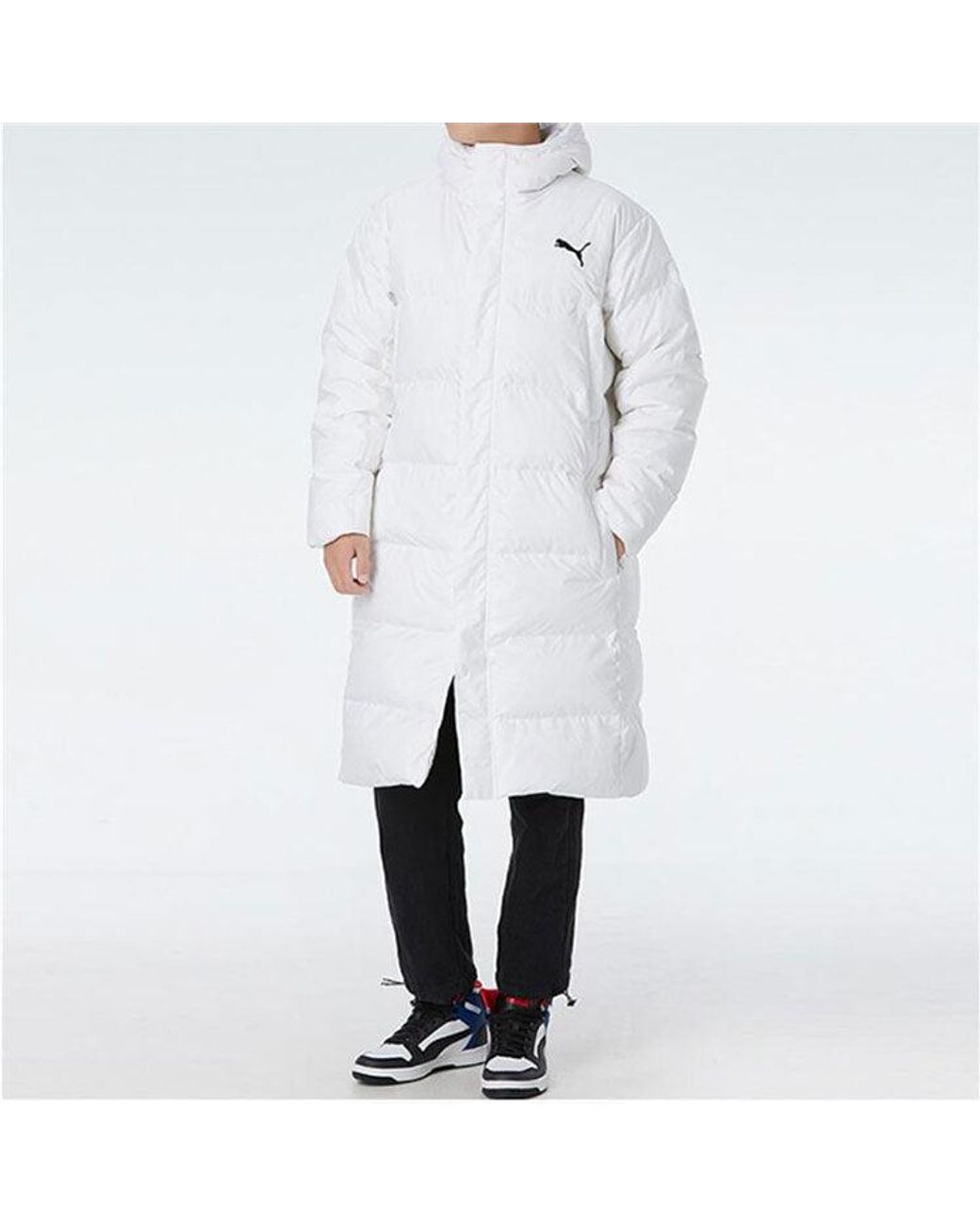 PUMA White Long Oversized Down Jacket for men