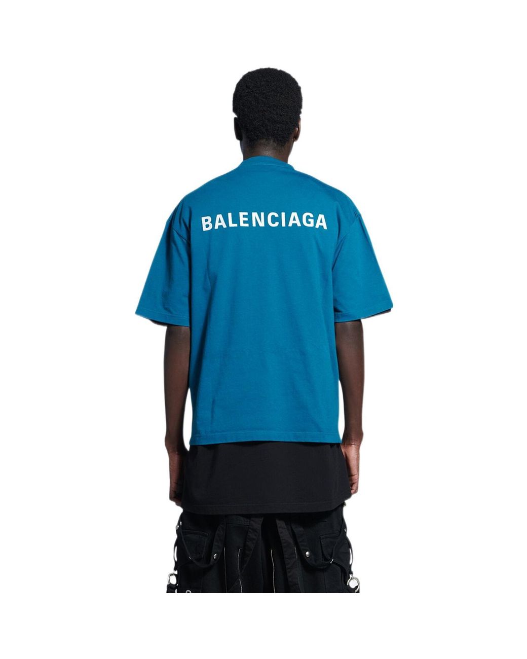 Balenciaga Blue Logo T-Shirt Medium Fit for men