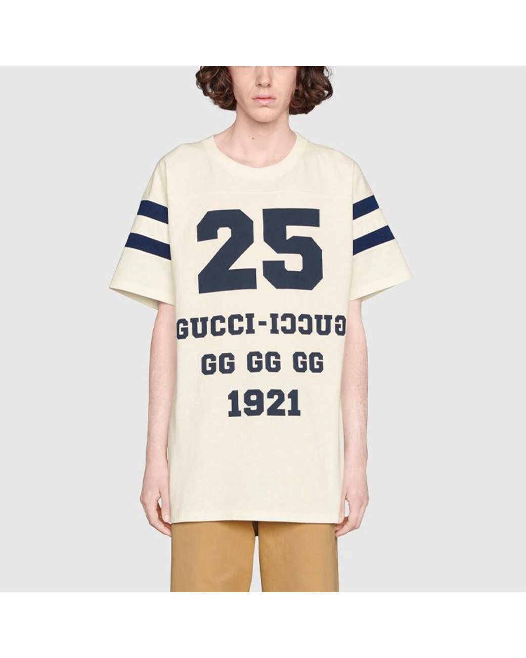 Gucci Blue Ss21 Alphabet Pattern Loose Short Sleeve T-Shirt for men