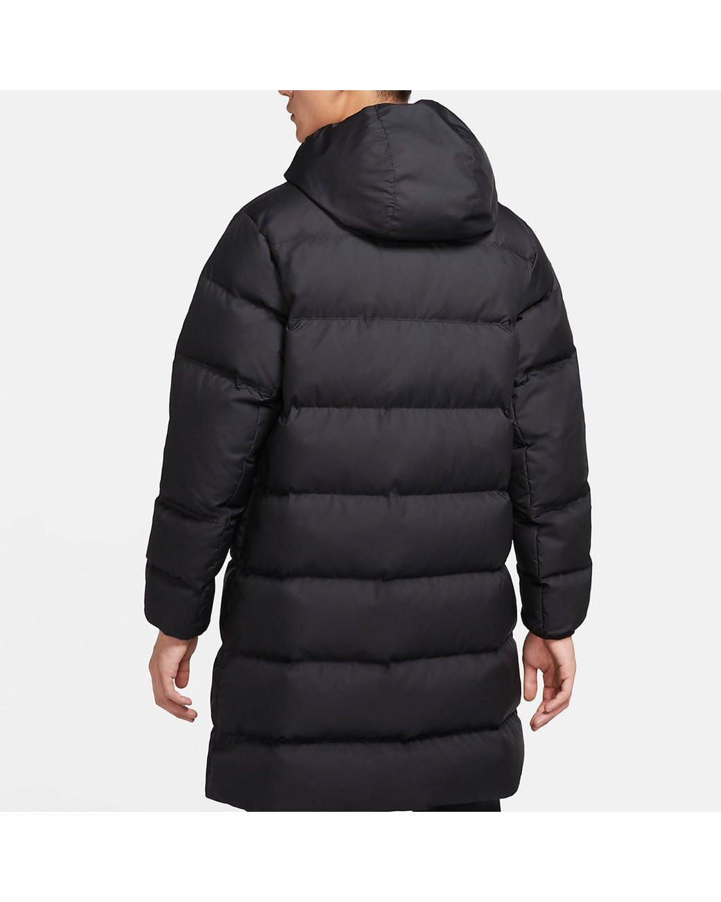 Nike Black Sportswear Down-Fill Windrunner Stay Warm Windproof Mid-Length Hooded Down Jacket for men