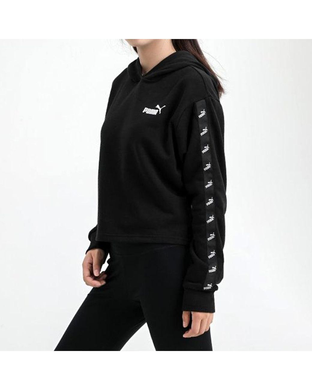 PUMA Black (Wmns) Amplified Cropped Tr Hoodie