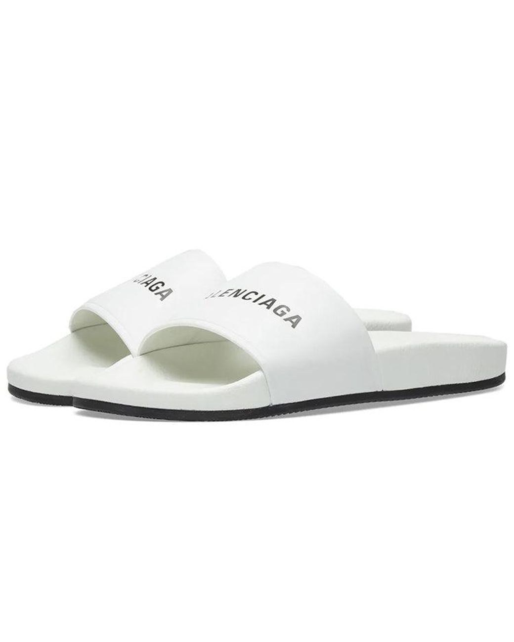 Balenciaga White Classic Logo Slide for men