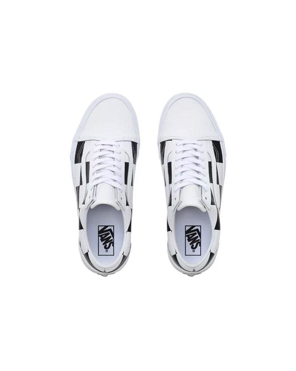 Vans White Old Skool 'Leather Check' for men