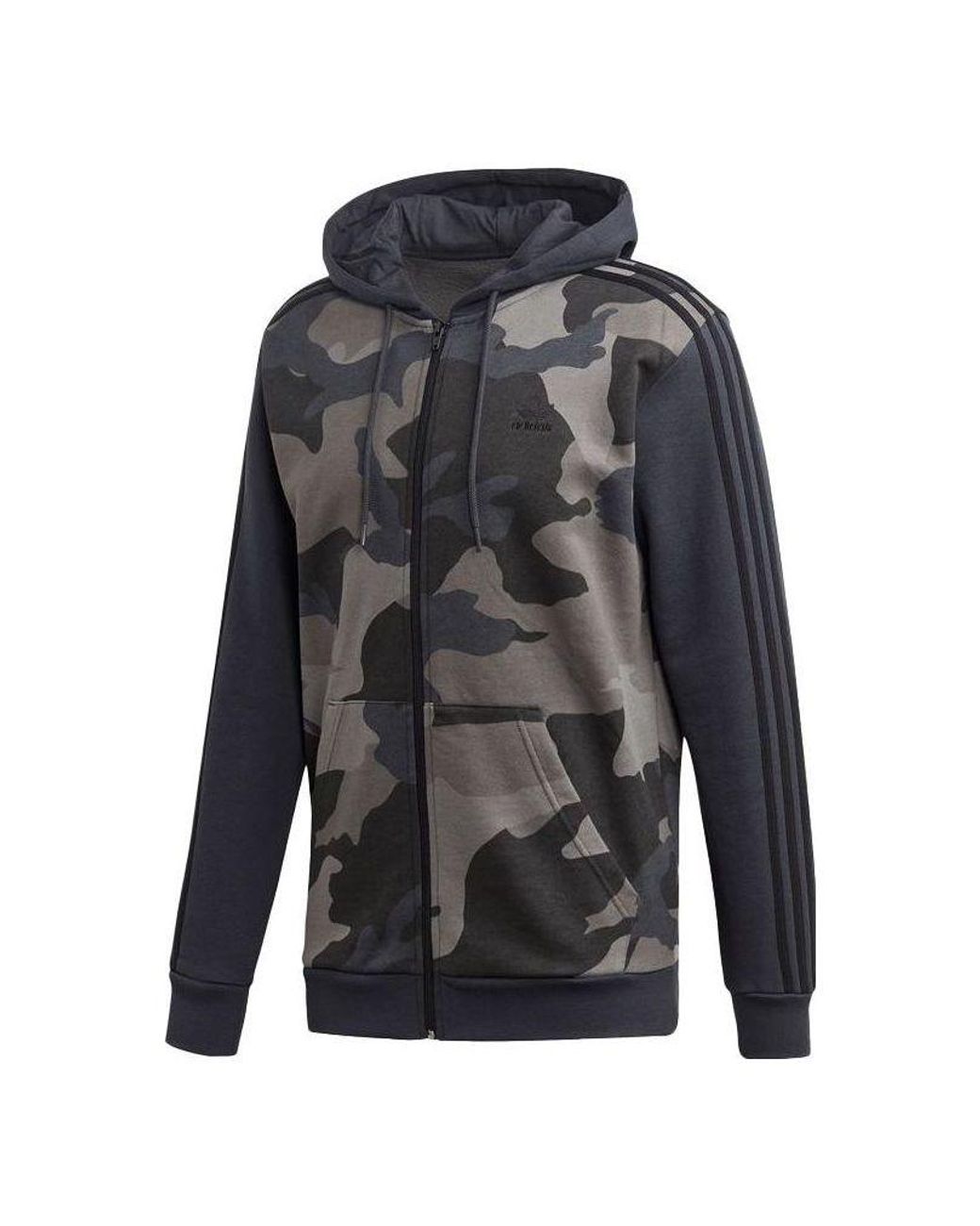 Adidas Gray Originals 'Camo' Full Zip Hoodie 'Carbon' for men