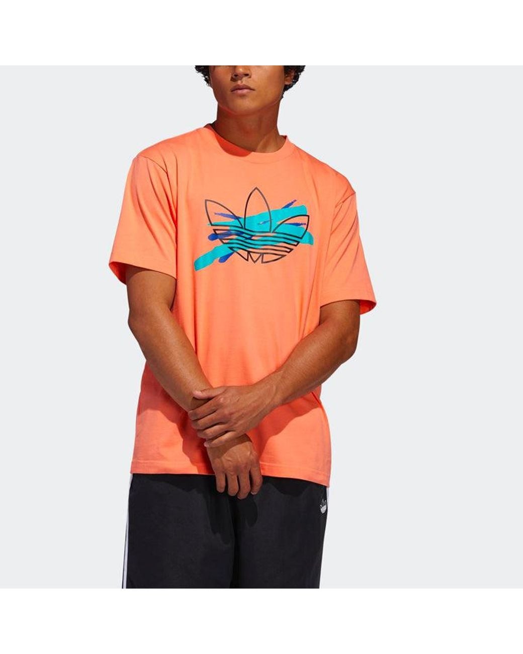 Adidas Orange Originals Logo Printing Sports Round Neck Short Sleeve for men