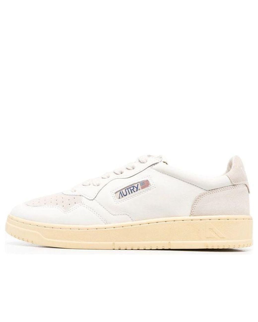 Autry White Medalist Low Suede And Leather Cream' for men