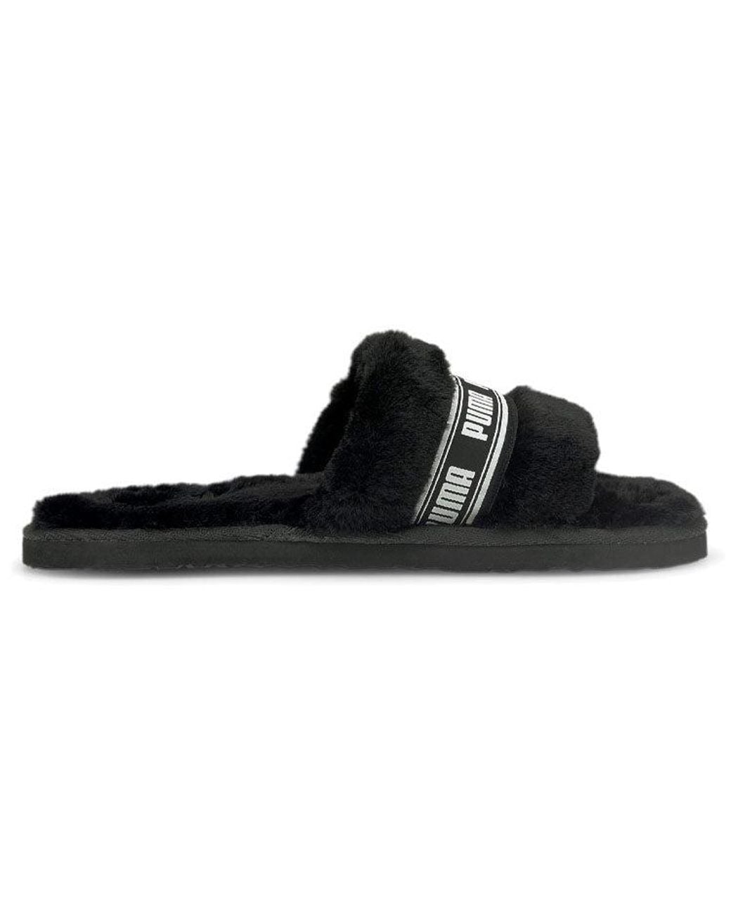 PUMA Black Fluff Slides