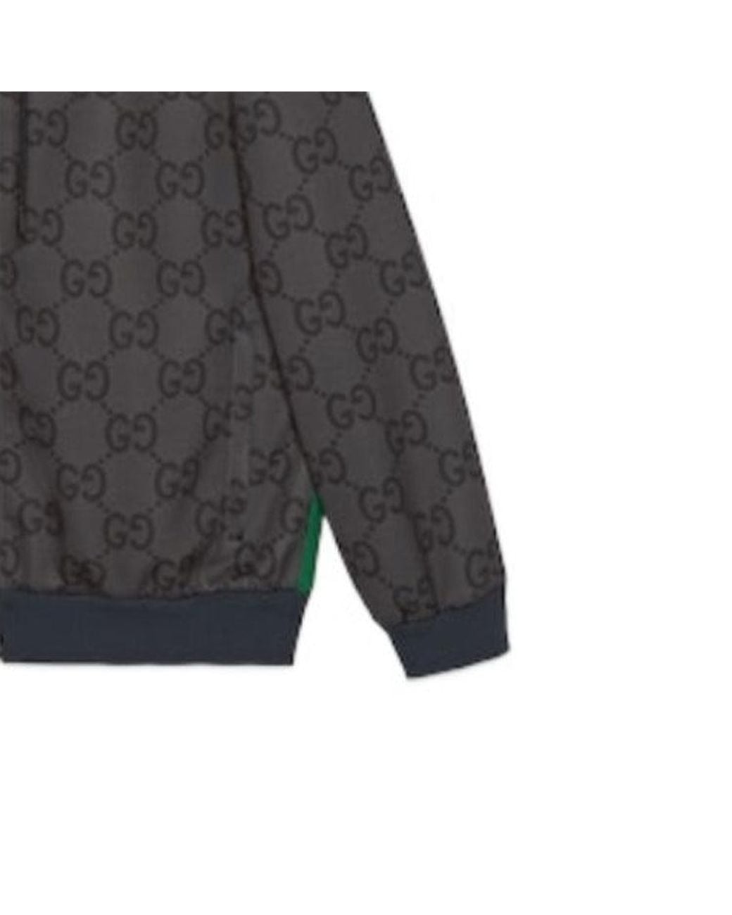 Gucci Gray Jumbo Gg Zip Jacket With Web Dark' for men