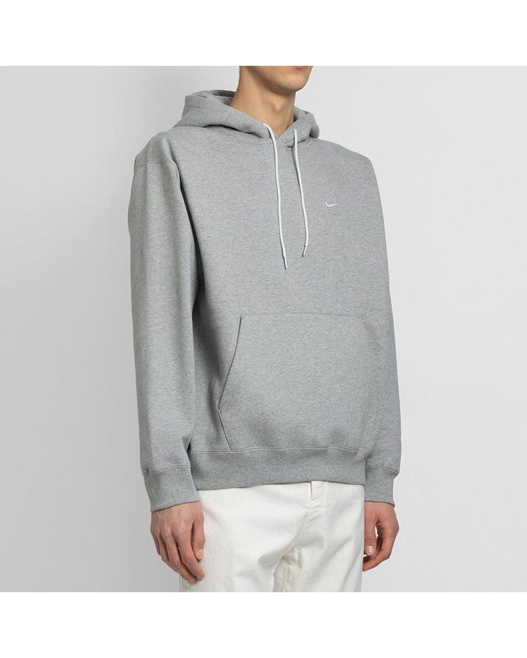 Nike Gray Small Logo Loose Long Sleeves Pullover Hooded Sports for men