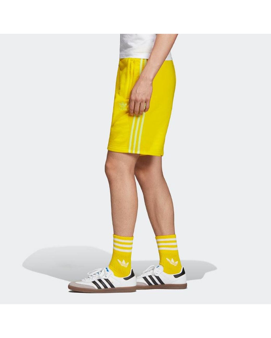Adidas Yellow Originals Blc 3-S Short Stripe Casual Sports Shorts for men