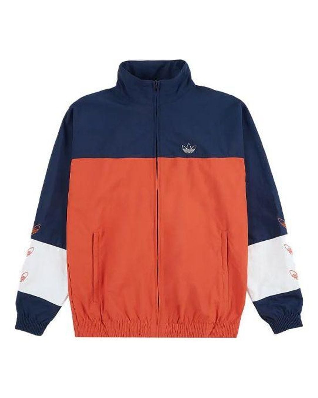 Adidas Blue Originals Casual Cozy Stand Collar Jacket Colorblock for men