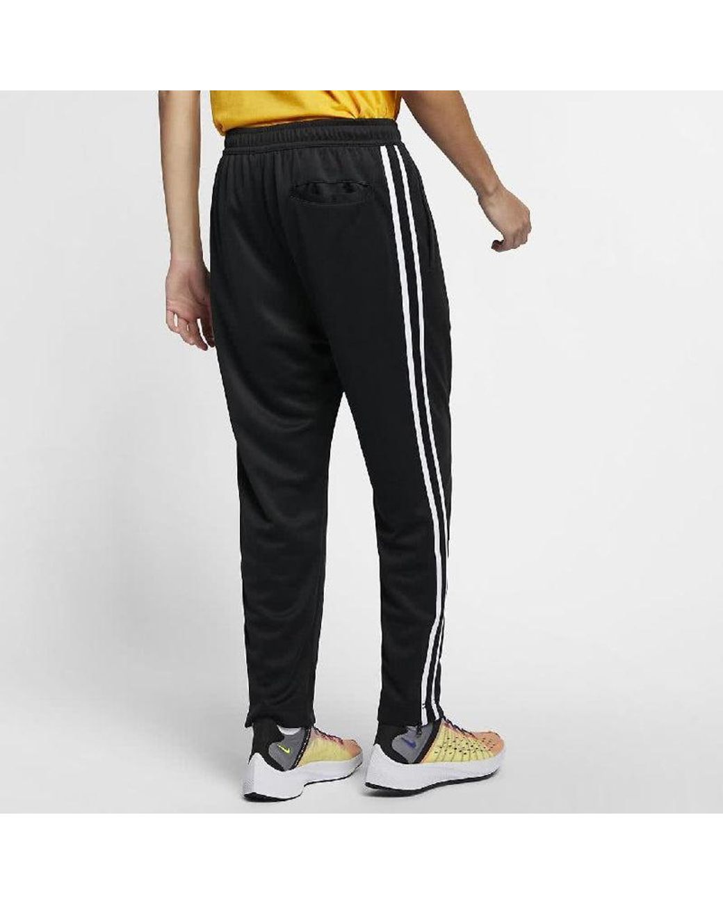 Nike Black Side Stripe Print Pants Foot Zipper Knit Sports Trousers for men