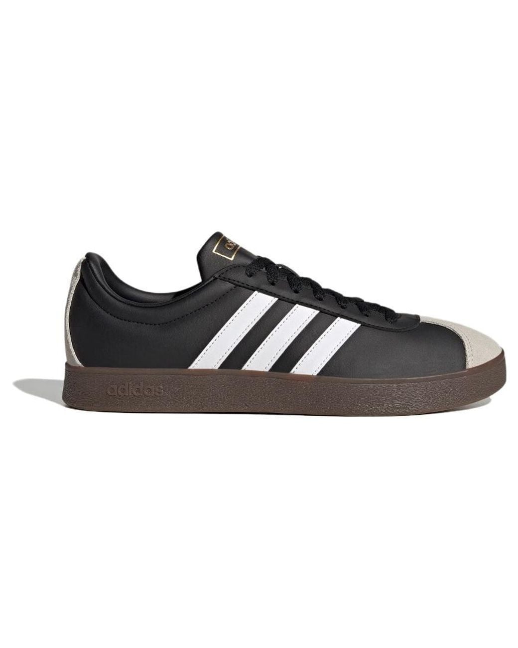 Adidas Black Vl Court Shoes Gum' for men