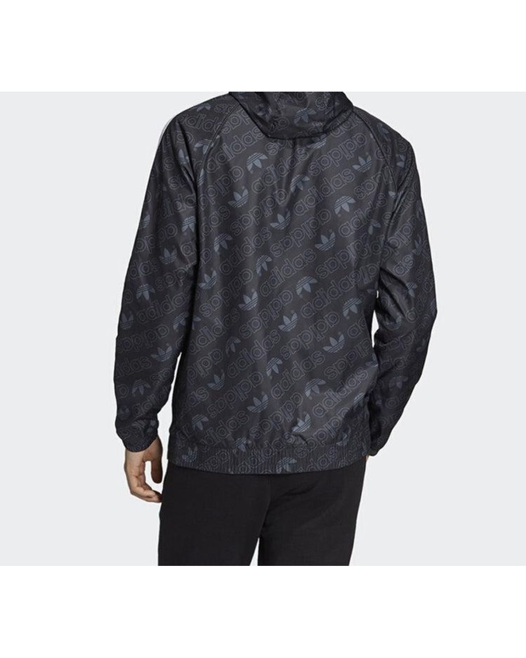 Adidas Blue Originals Mono Windbreak Logo Hooded Jacket for men