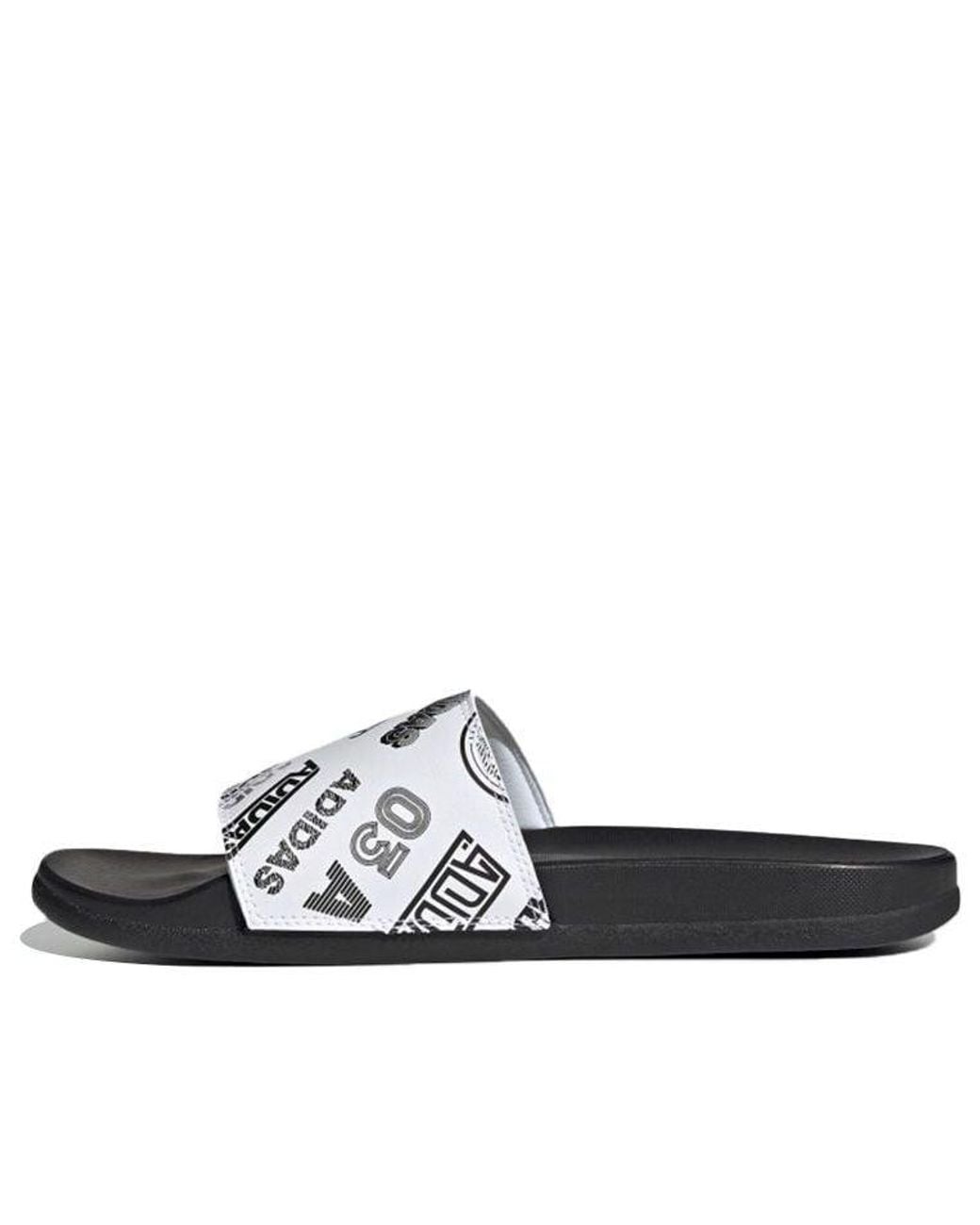 Adidas Black Adilette Comfort Slide 'All Over Logos for men
