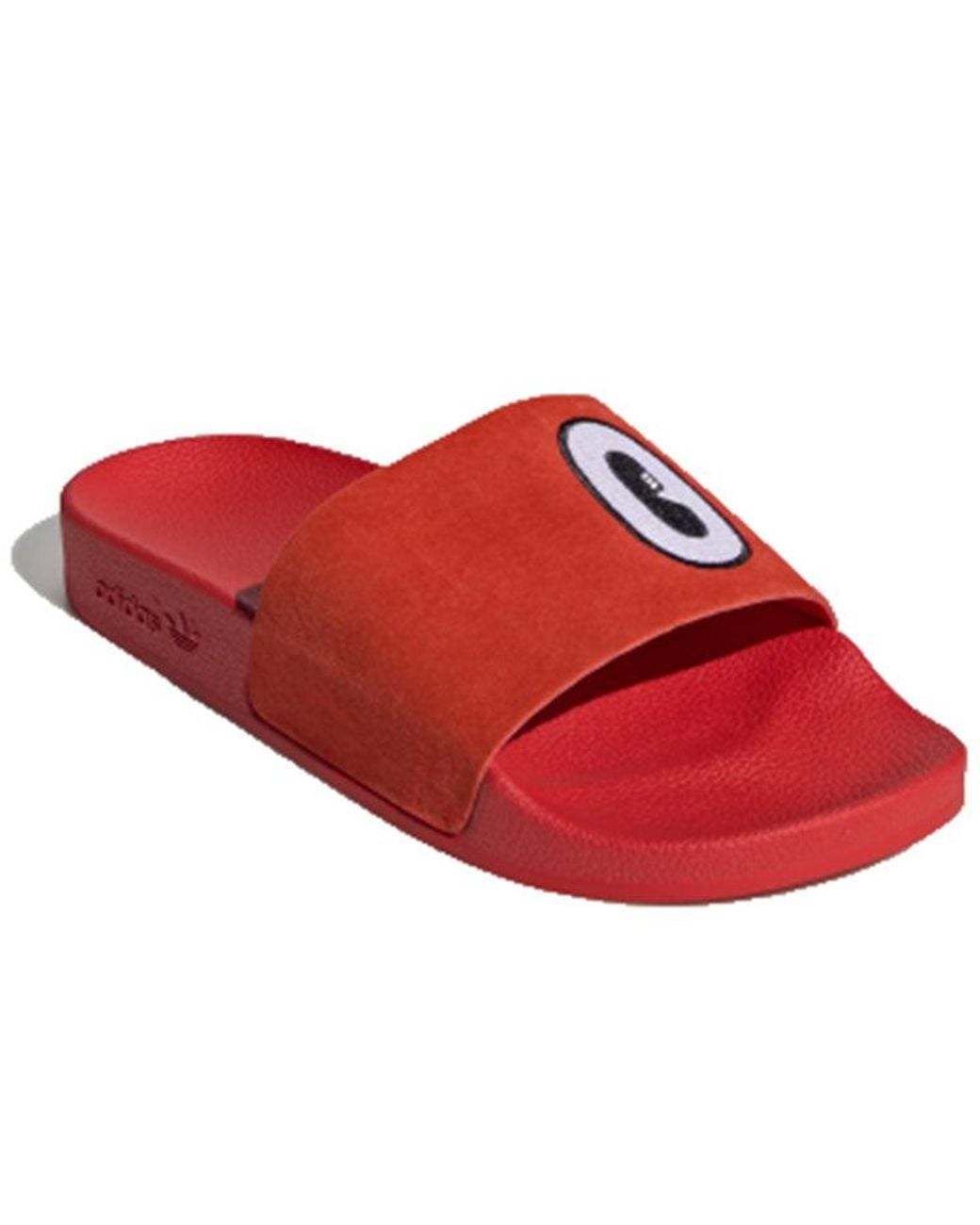 Adidas Red (Wmns) Adilette Suede Slide 'Cartoon Eye'