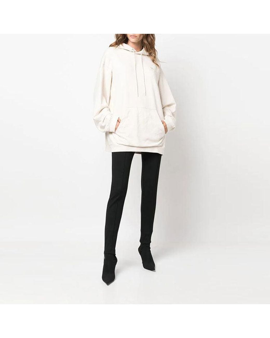 Balenciaga White Sporty Oversized Drawstring Hoodie