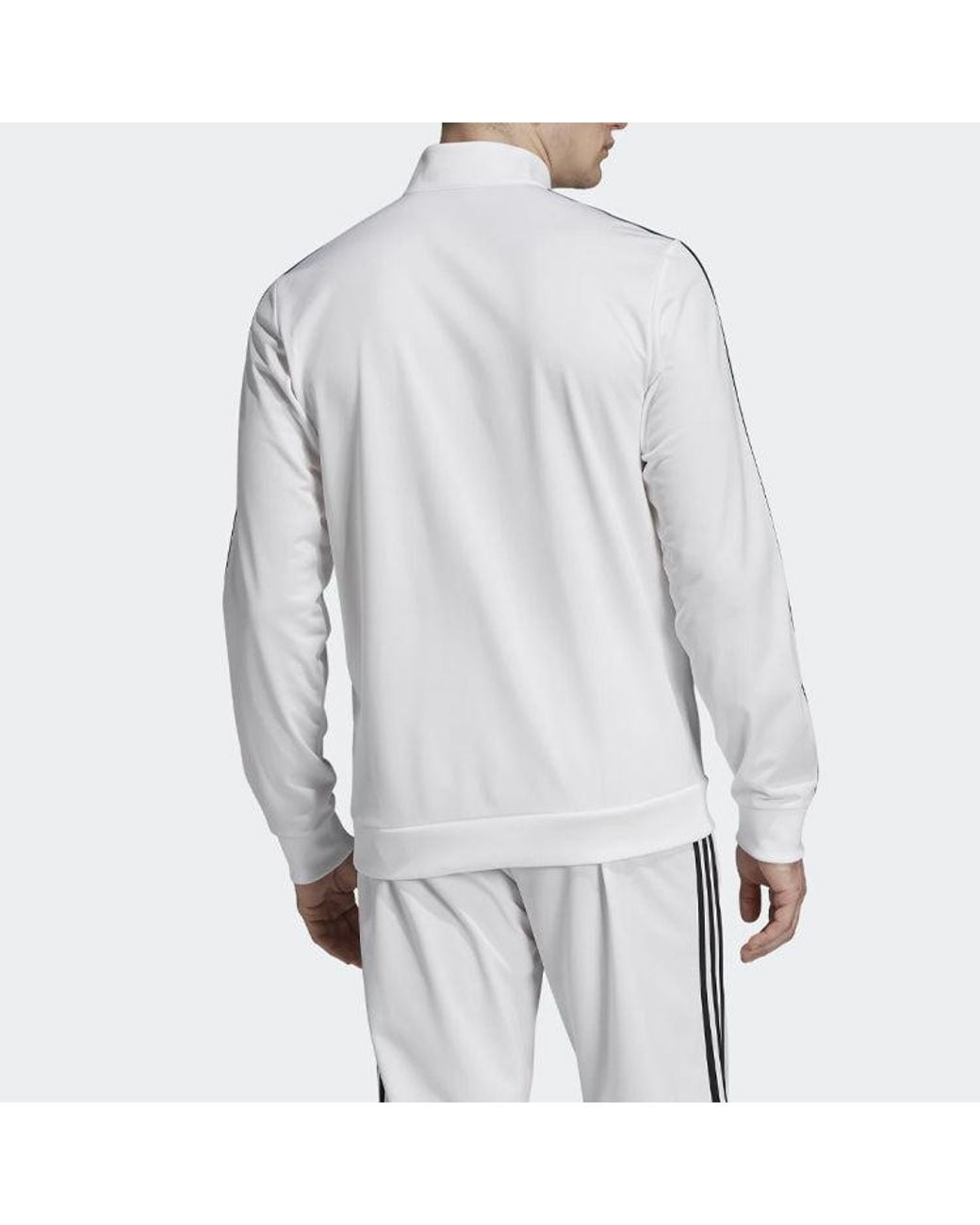Adidas White Essentials3 Stripe Elastic Sports Jacket for men
