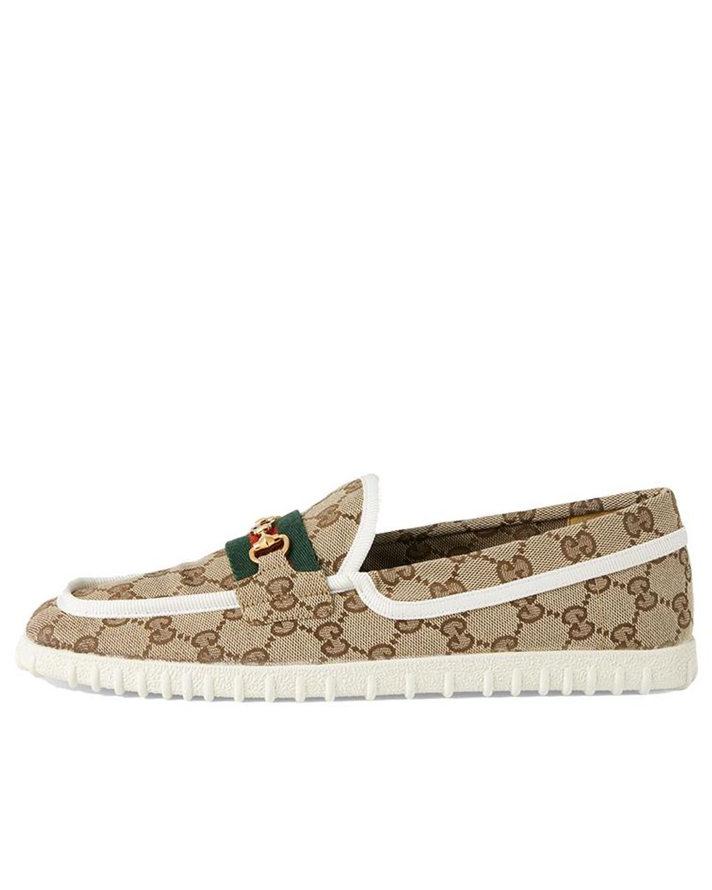 Gucci Metallic Gg Supreme Driving Shoes 'Neutrals' for men
