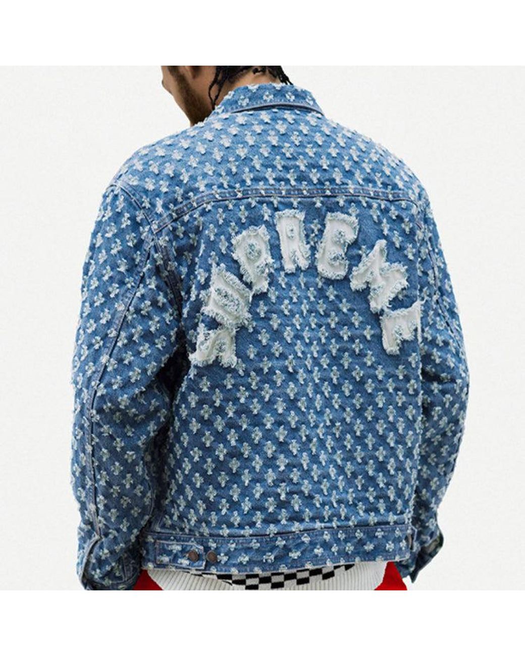 Supreme Blue Hole Punch Denim Trucker Jacket for men