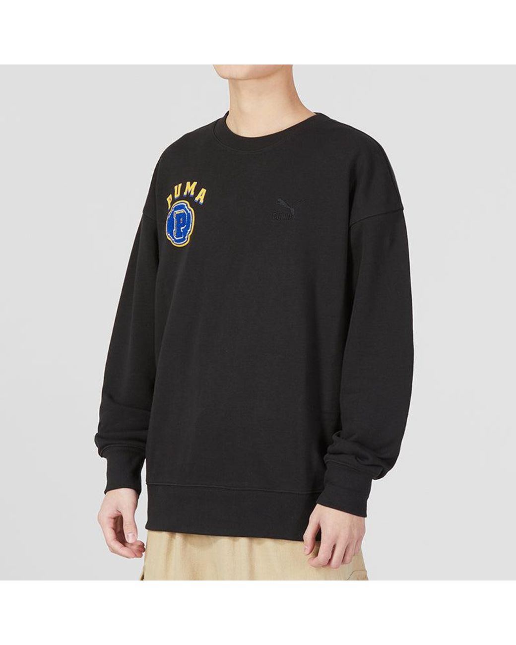 PUMA Black Team Crew Graphic Sweater for men