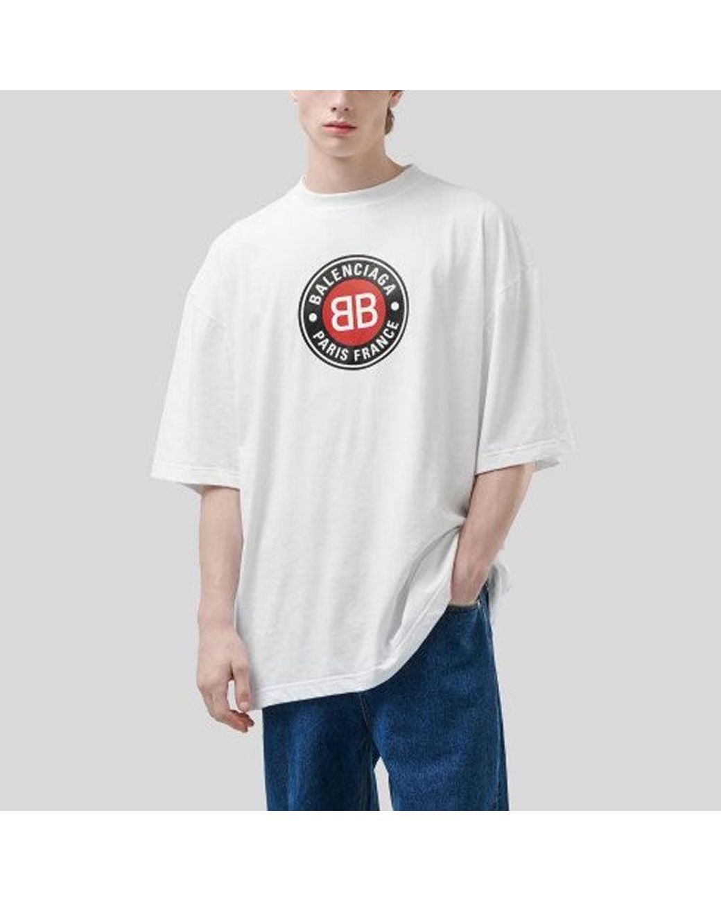 Balenciaga White Double B Logo Printing for men