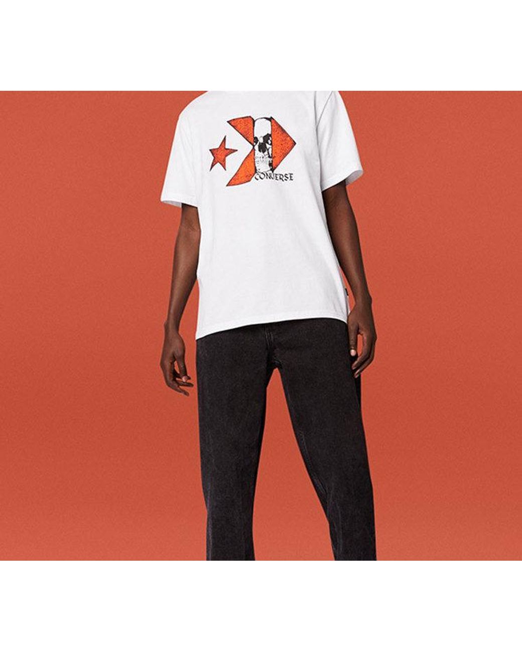 Converse White Chuck Taylor Skull Logo Short Sleeve T-Shirt for men