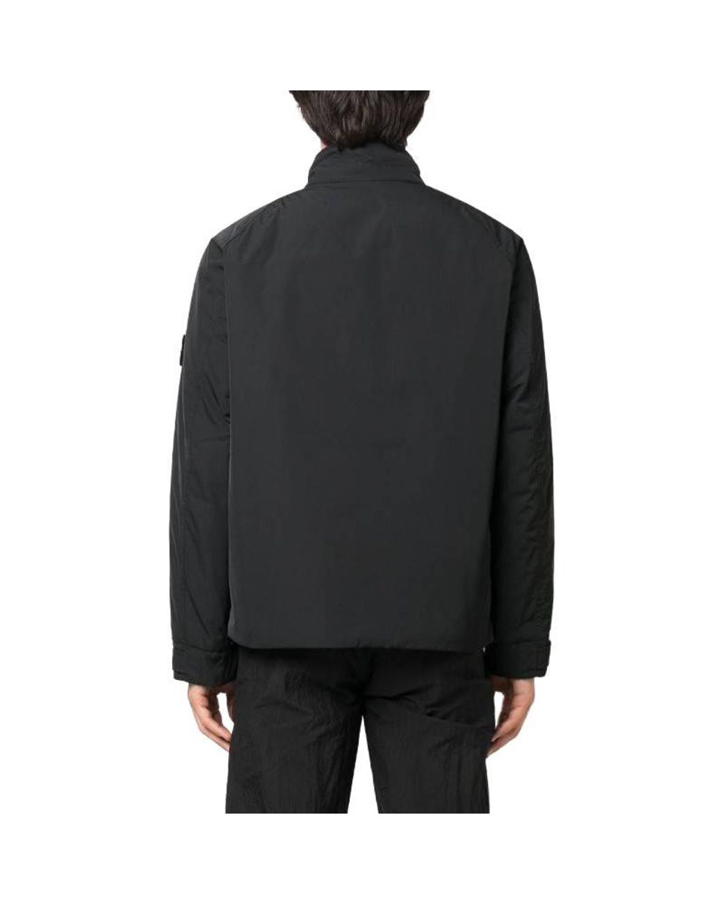 Stone Island Black Nylon Plain Jackets for men