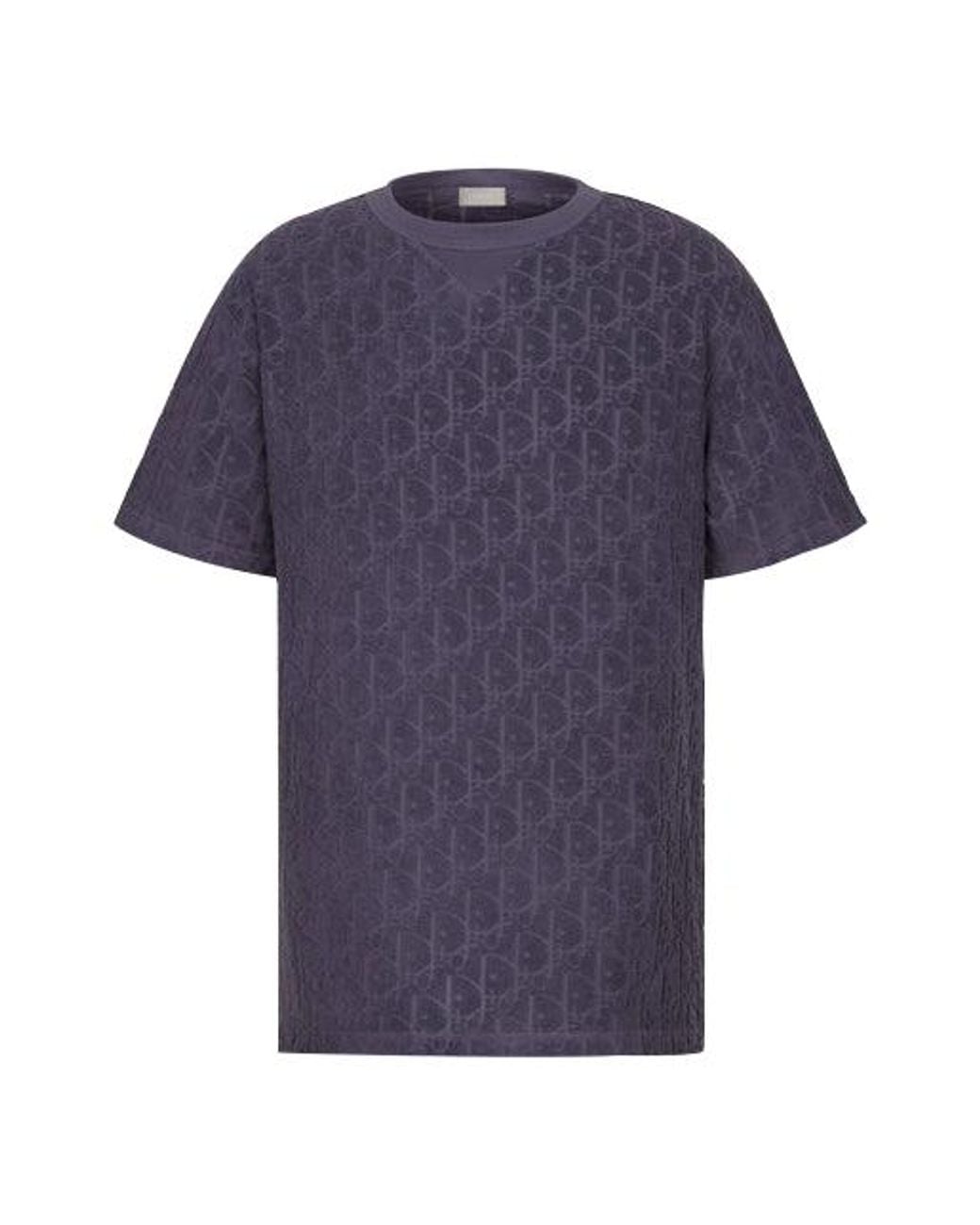 Dior Blue Ss21 Oblique Printing Cotton Round Neck Short Sleeve for men