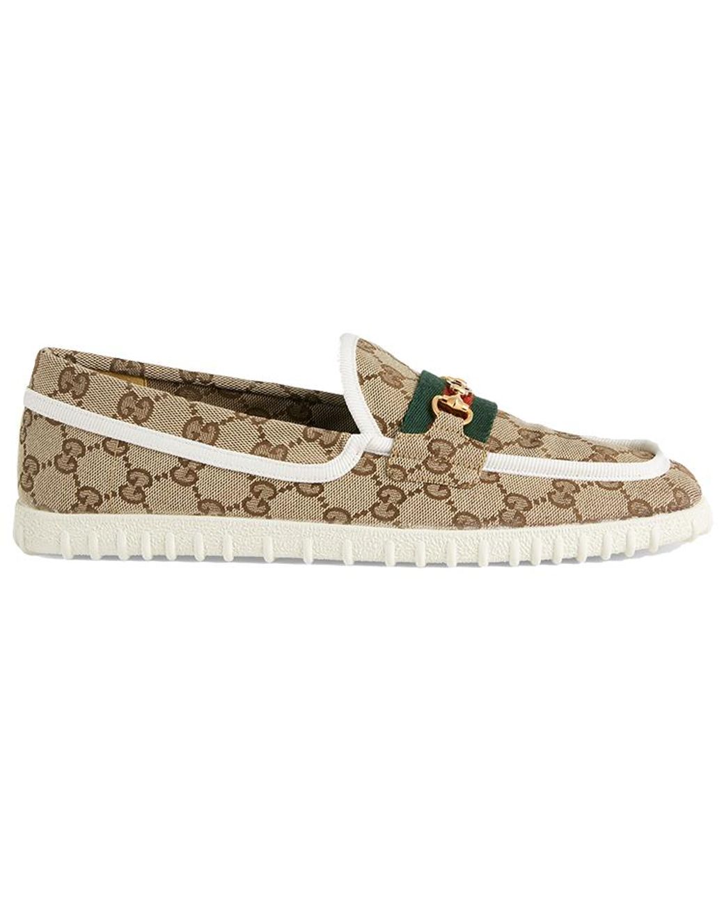 Gucci Metallic Gg Supreme Driving Shoes 'Neutrals' for men