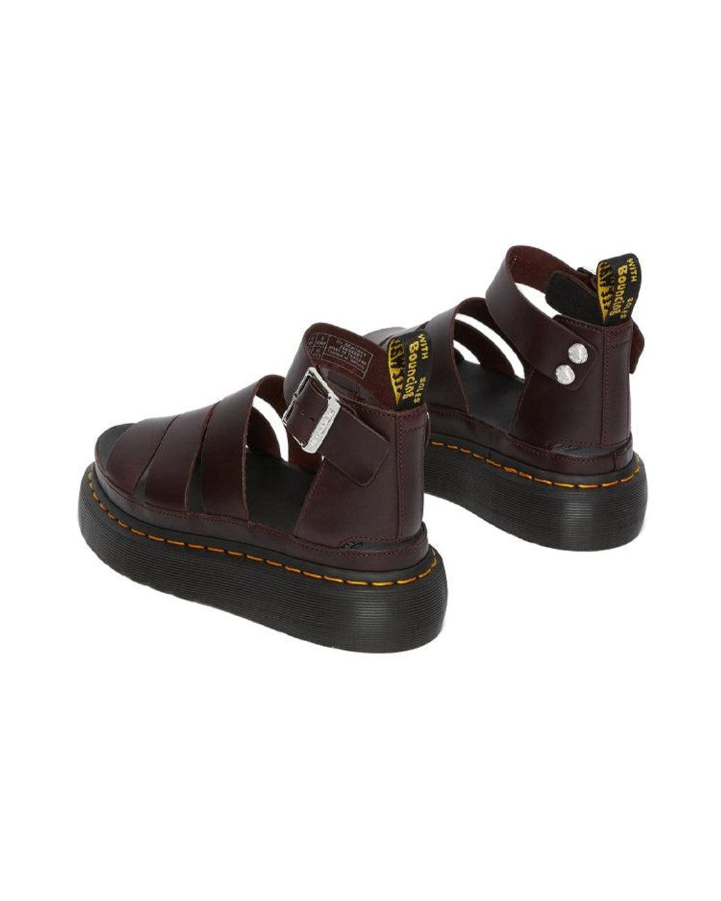 Dr. Martens Black (Wmns) Clarissa Ii Atlas Quad Leather Platform Sandals 'Oxblood'