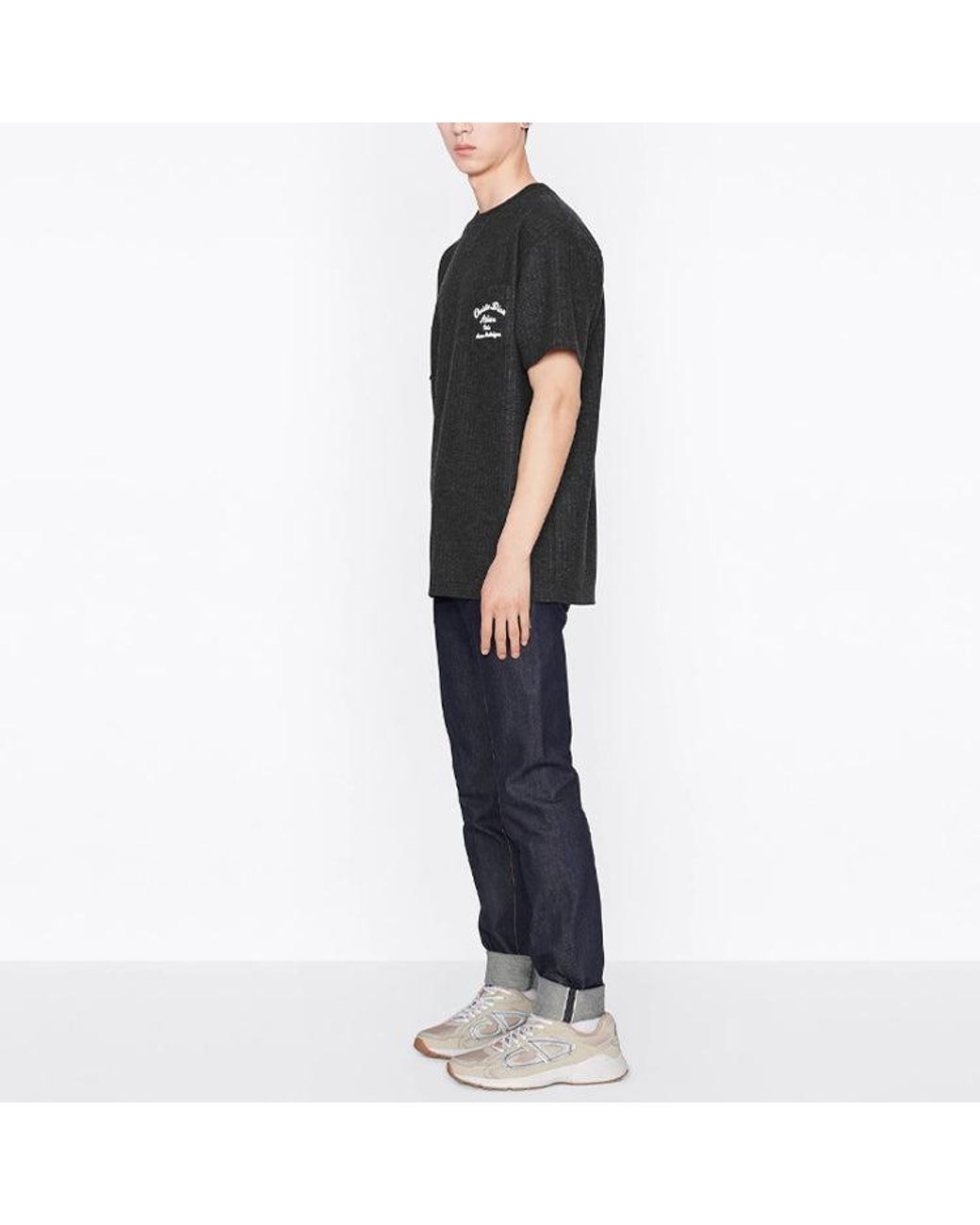 Dior Black Ss22 Alphabet Printing Round Neck Short Sleeve T-Shirt for men