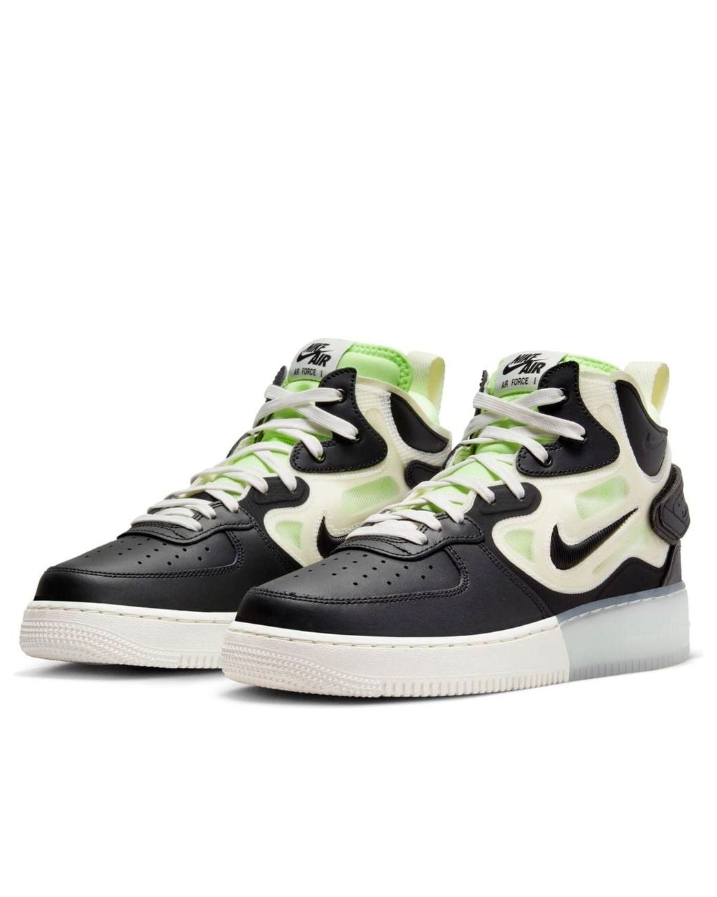 Nike Black Air Force 1 Mid React Neon' for men