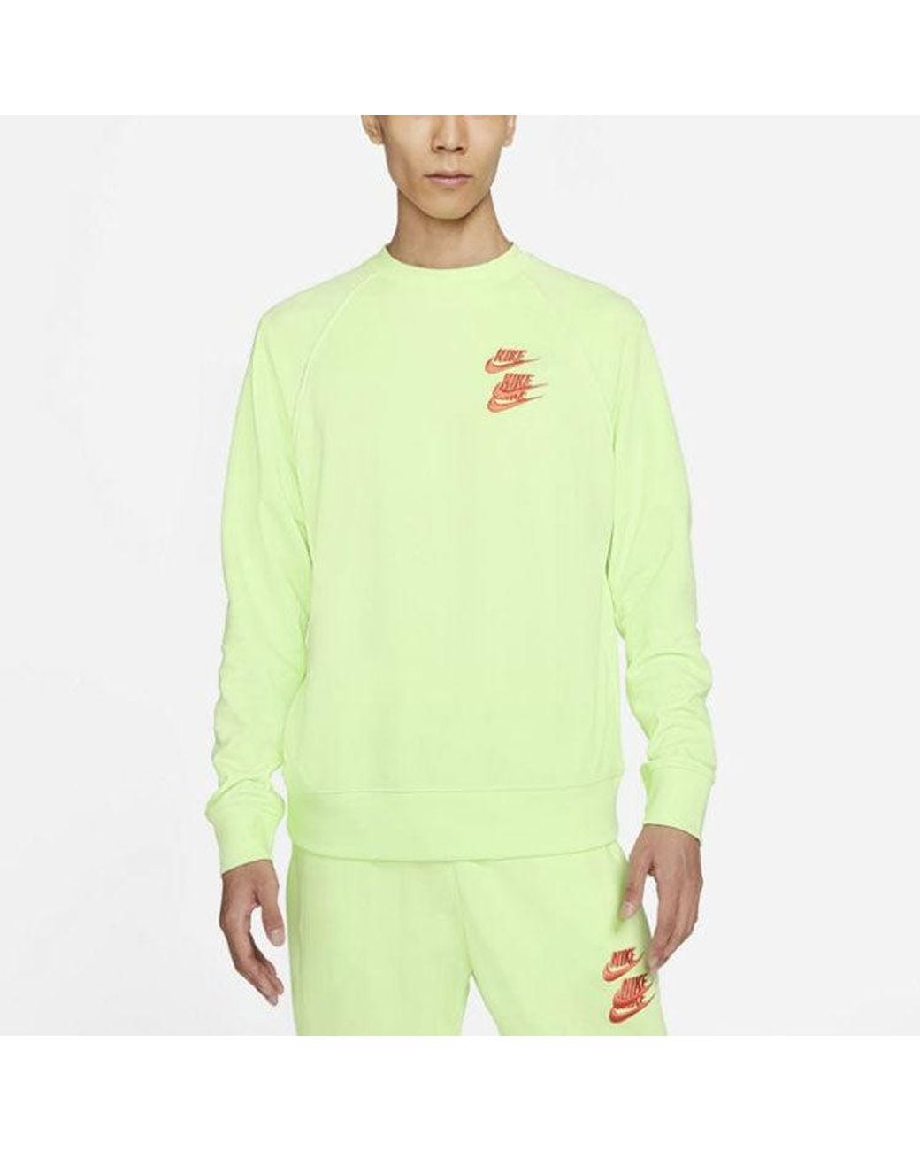 Nike Green Embroidered Logo Round Neck Pullover for men