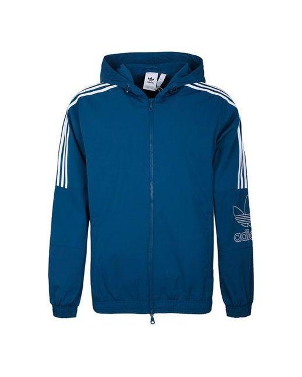 adidas Originals Outline Wb Logo Printing Sports Hooded Jacket Blue for ...