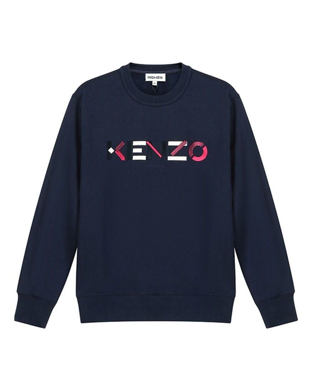 KENZO Blue (Wmns) Fw20 Logo Pattern Round Neck Long Sleeves Sports Hoodie