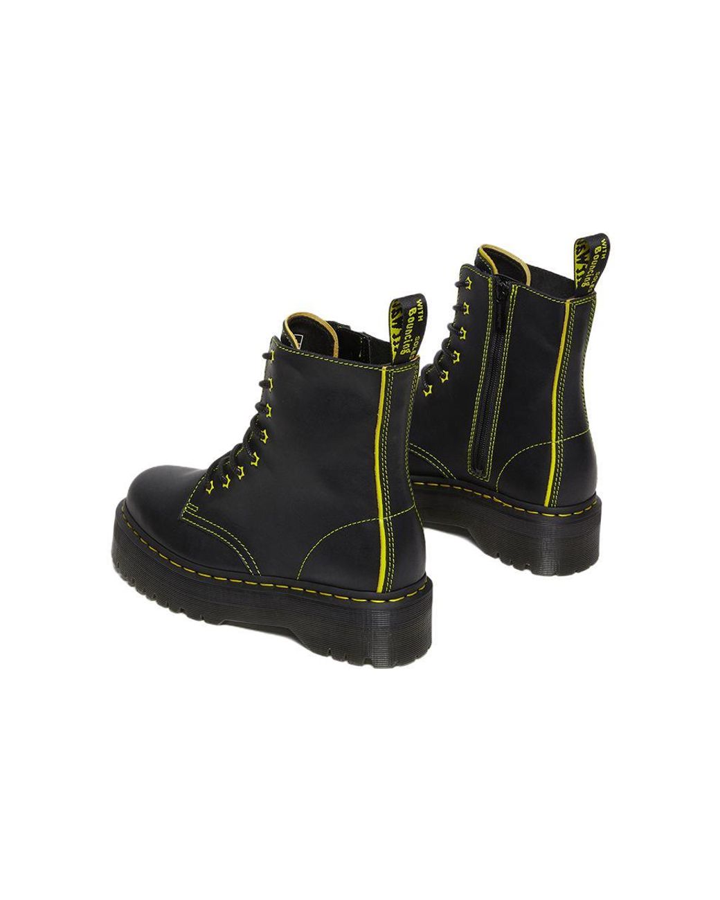 Dr. Martens Black Jadon Ii Boot Neon Star Leather Platforms