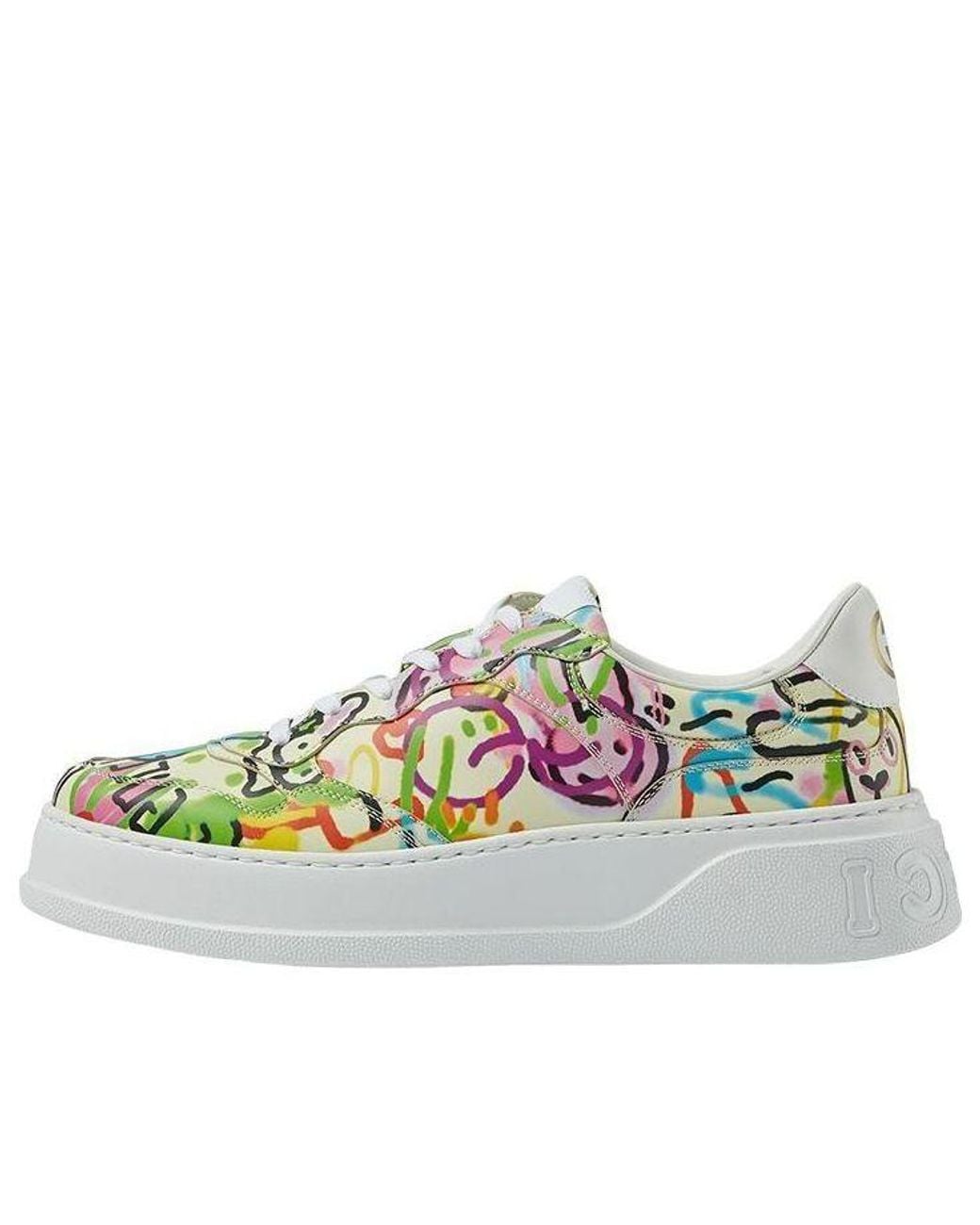 Gucci White (Wmns) Chunky B Gg Graffiti Print Sneakers Multi'