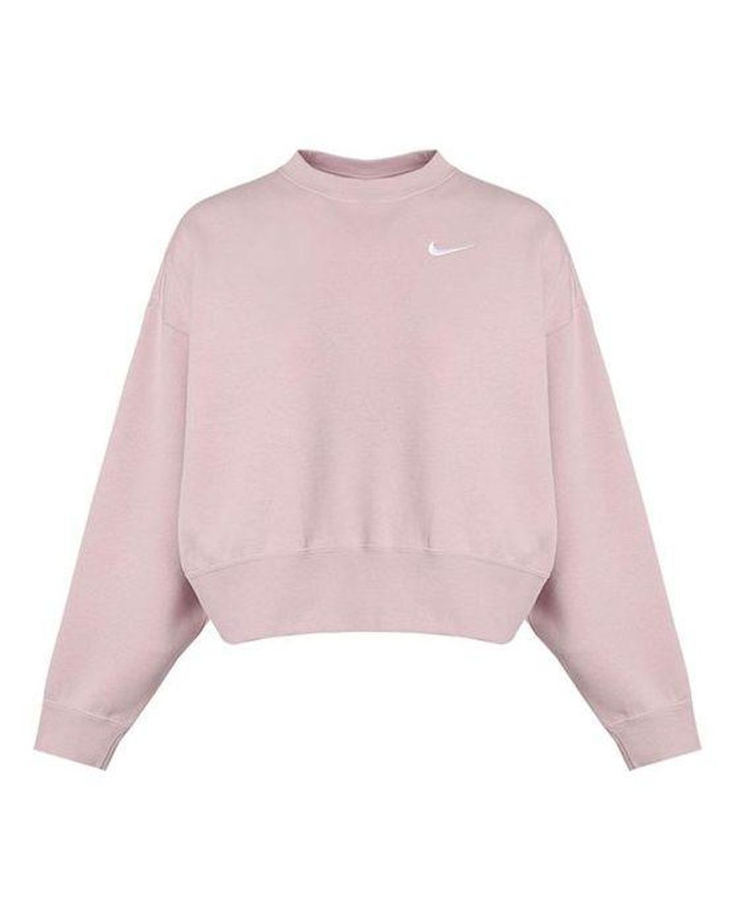 Nike Pink (Wmns) Sportswear Solid Color Fleece Round Neck Pullover Champagne Color Hoodie