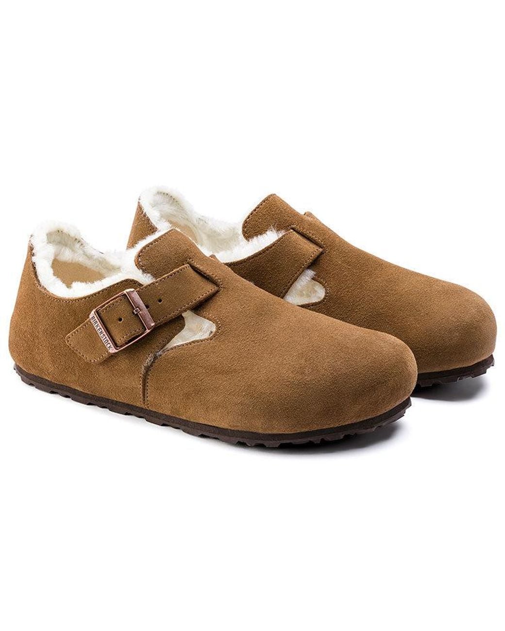 Birkenstock Brown London Shearling Suede Leather Narrow Fit 1014963 for men