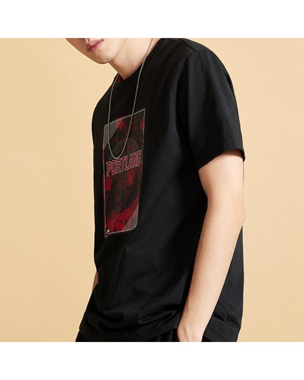 Li-ning Black Basketball Series Logo Pattern Short Sleeve for men