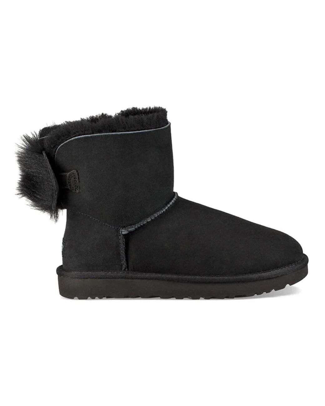 Ugg Black (Wmns) Fluff Bow Mini Fleece Lined