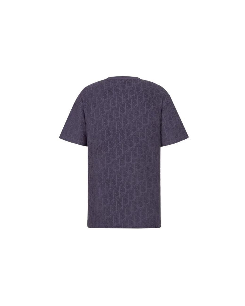 Dior Blue Ss21 Oblique Printing Cotton Round Neck Short Sleeve for men